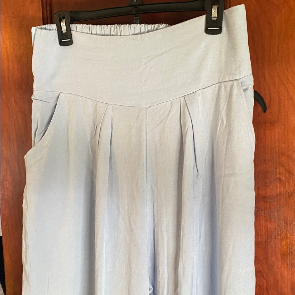Women's Minimalist Cotton And Linen Blend Sleeveless Blouse And Wide-leg Pants L - Picture 3 of 3